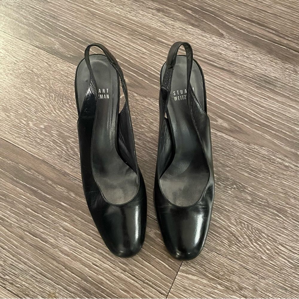 Stuart Weitzman sling back leather heel - Picture 3 of 9